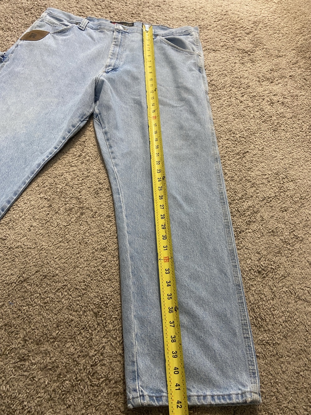 DuraShield Denim Jeans Mens 34x32 Blue Light Wash Relaxed Straight Carpenter - Picture 2 of 8